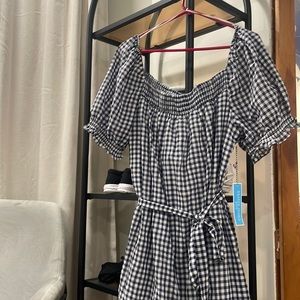 NWT Draper James dress. Navy blue and white check.